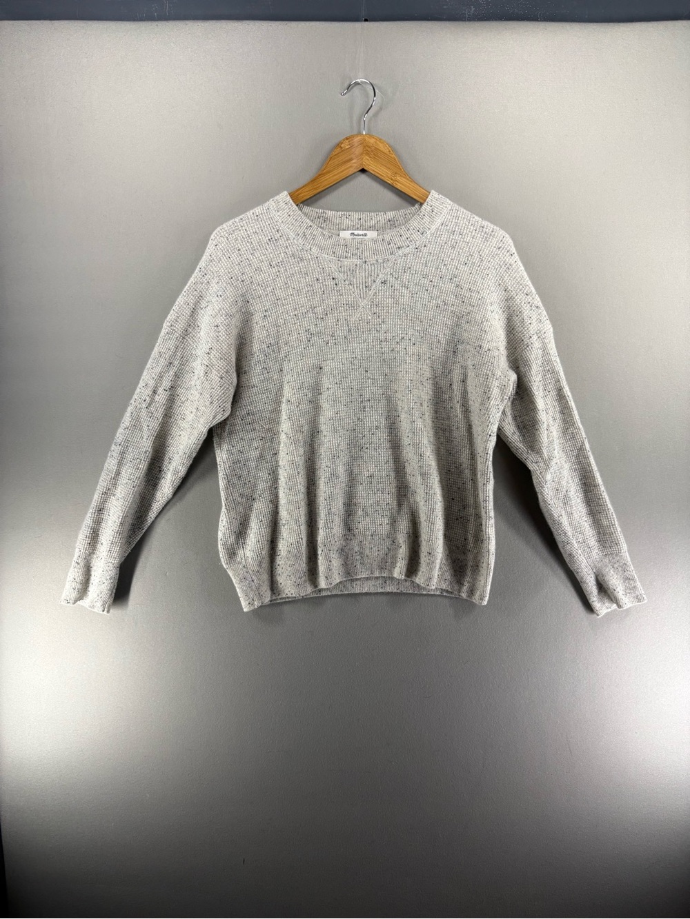 Madewell 100% Cashmere Sweater Womens Size M Heather Oatmeal Crew Neck Knit
